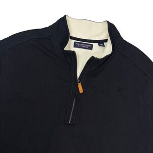 Roundtree & Yorke Quarter Zip Vest‎ Mens 3XB Black Textured Cotton Mock Neck
